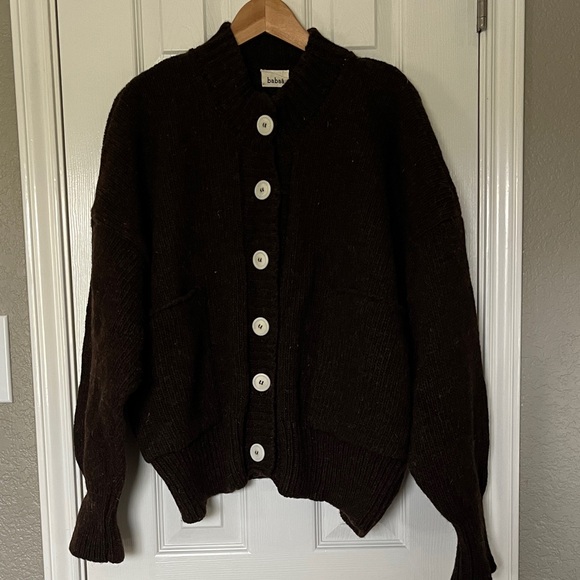 Babaa cardigan no11 earth Brown Wool Button-Up Cardigan - OS - Picture 4 of 12